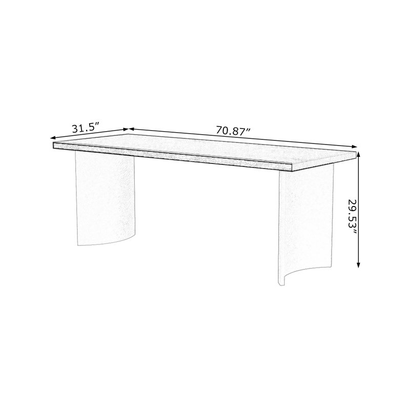 Bureau rectangulaire en bois massif noir, H 29,53 po x l 70,87 po x P 31,50 po