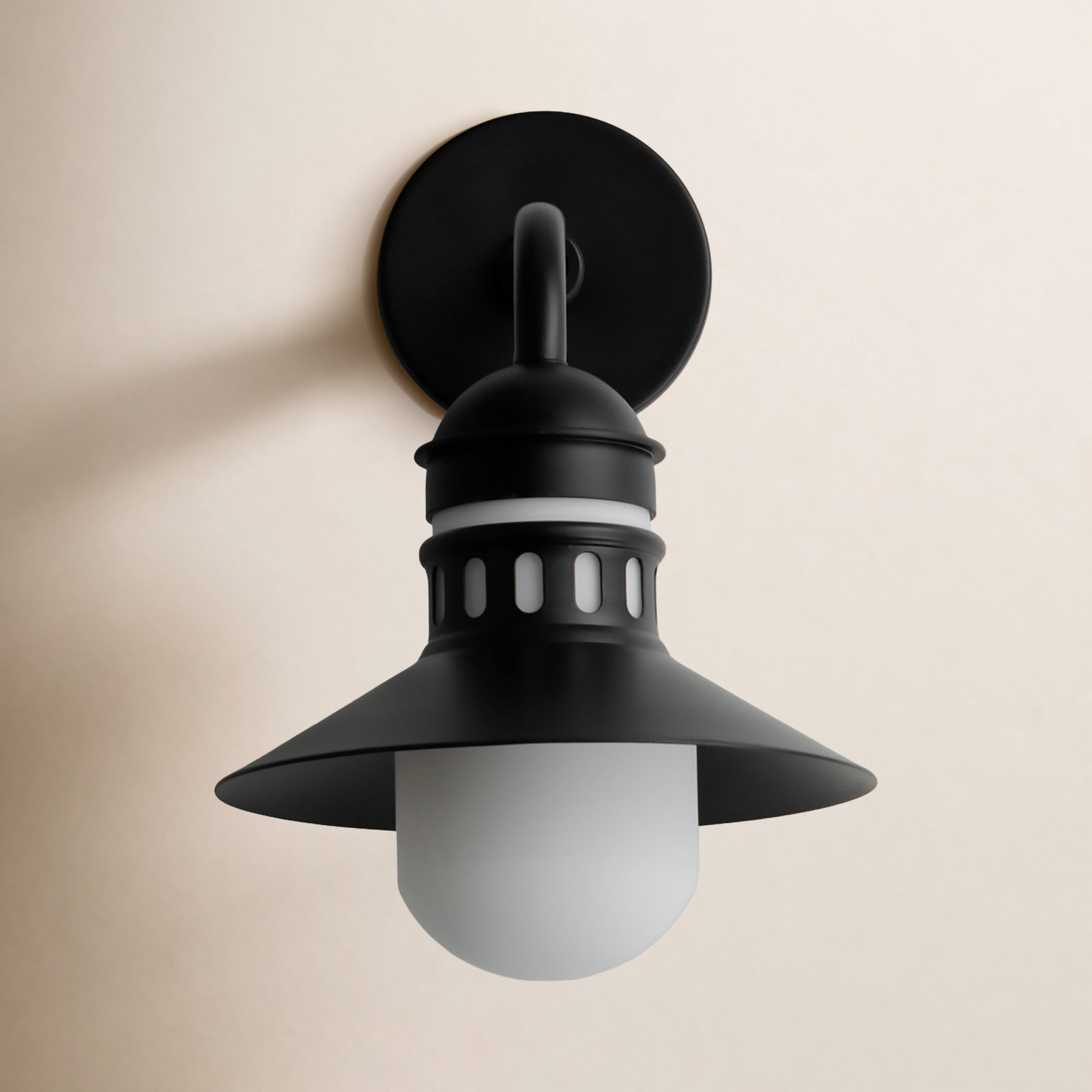 Single Light Bell Outdoor Wall Light, Black, 14.5" H x 9.75' W x 11.25" D