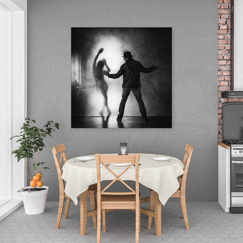 Impression d'art mural contemporain abstrait et dramatique représentant une mystérieuse danse des ombres, 48" H x 48" W
