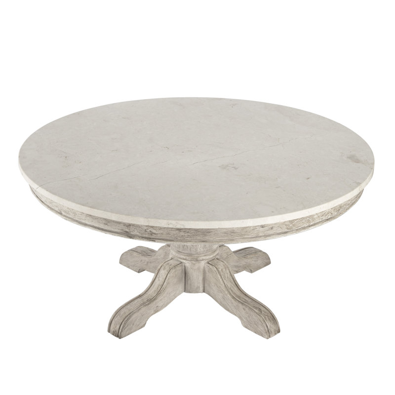 Pedestal Coffee Table, Distressed Gray Top/Rustic Gray Base