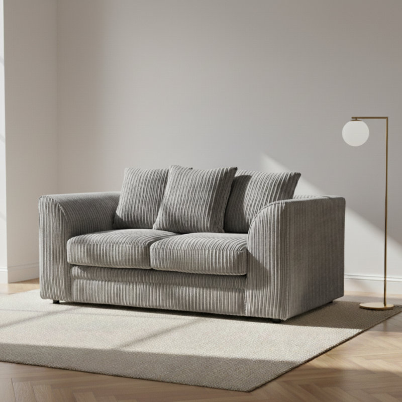 2 Seater Corduroy Sofa, Silver