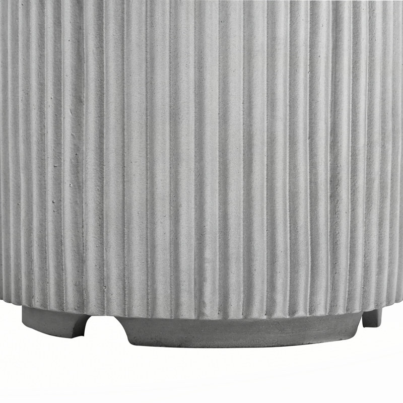 Outdoor Round Propane Tank Cover Table with Vertical Fluted Design, Grey