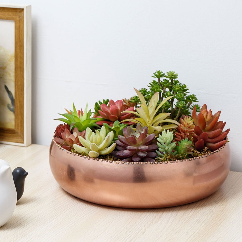 Metal Pot Planter, Copper Tone