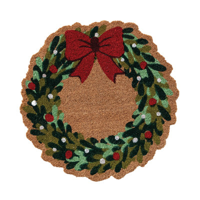 Wreath-Shaped Coir Doormat with PVC Backing
