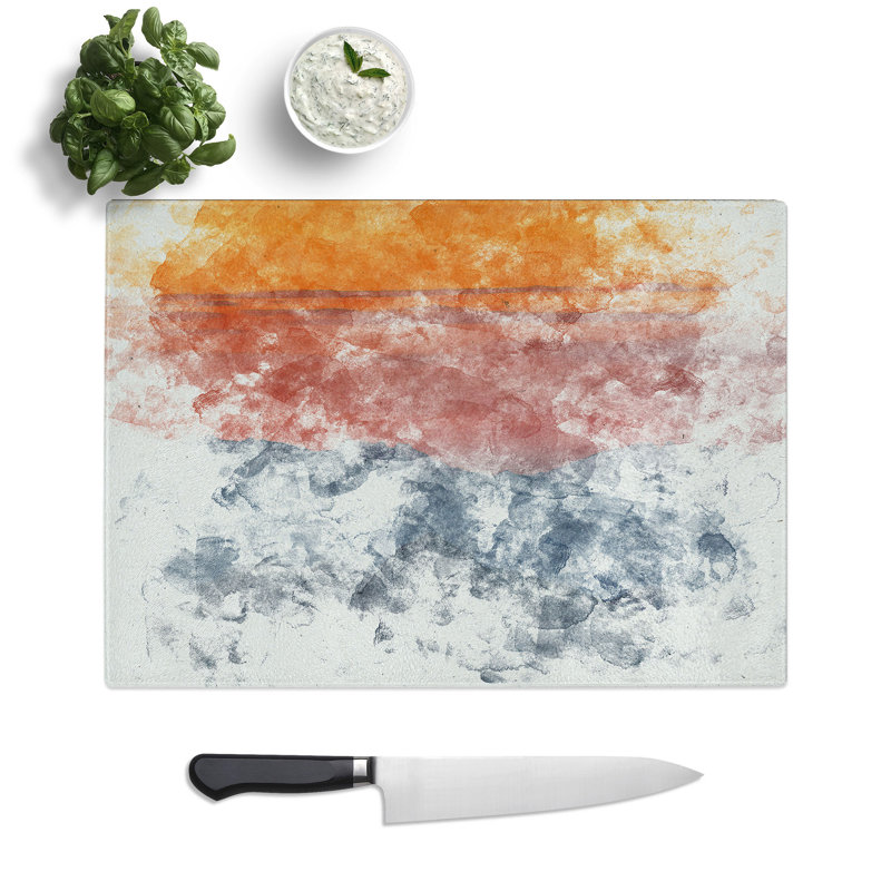 Tempered Glass Mountain Layers Abstract Chopping Board, 20 cm x 28.5 cm