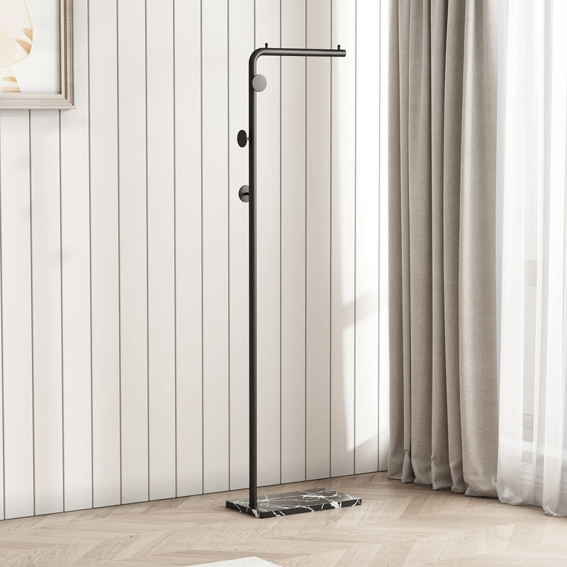 Metal Coat Rack Bracket Finish Stable Marble Base With High-End Hooks Freestanding Metal Tree Hats Easy To Assemble
