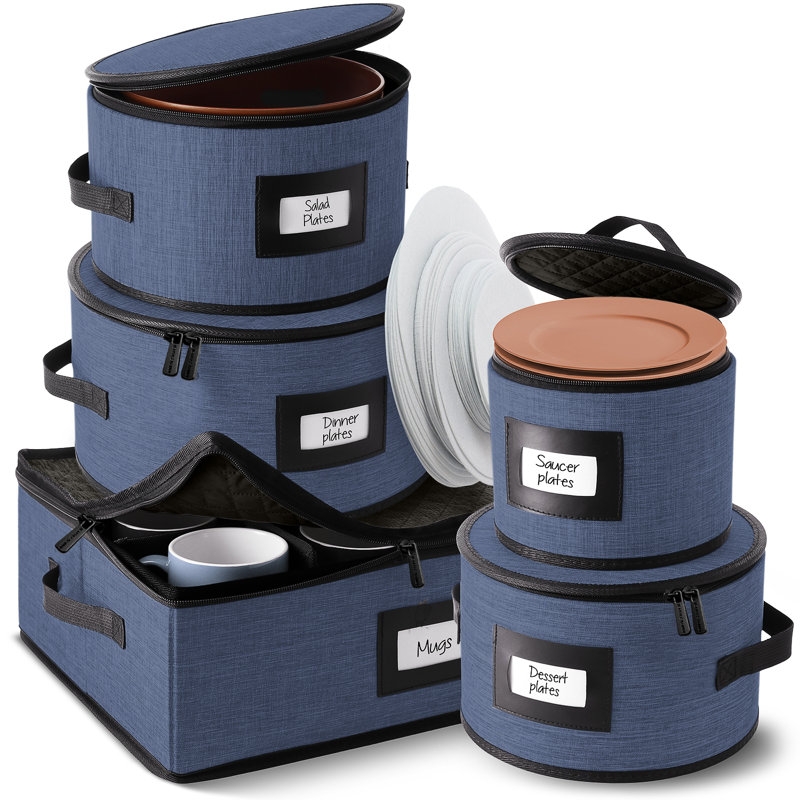 5-Piece Hard Shell Dinnerware Storage Set, Blue
