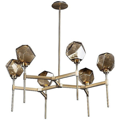 Lustre rond à motif géométrique clair