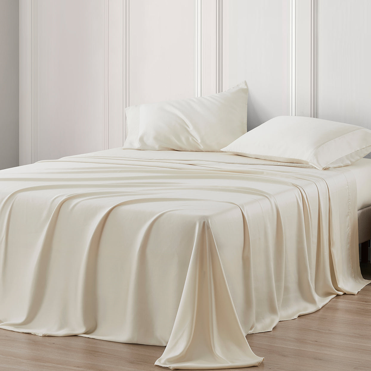 Lyocell Sheet Set, King Sheet Set with 2 Pillowcases, Ivory