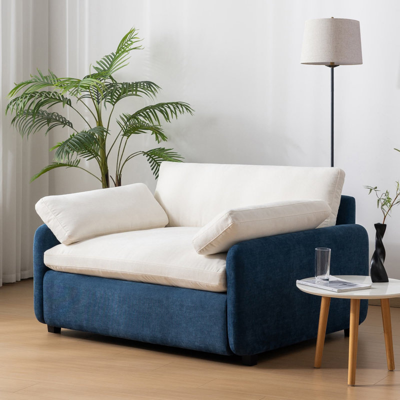 Fauteuil Kikumi, Crème/bleu