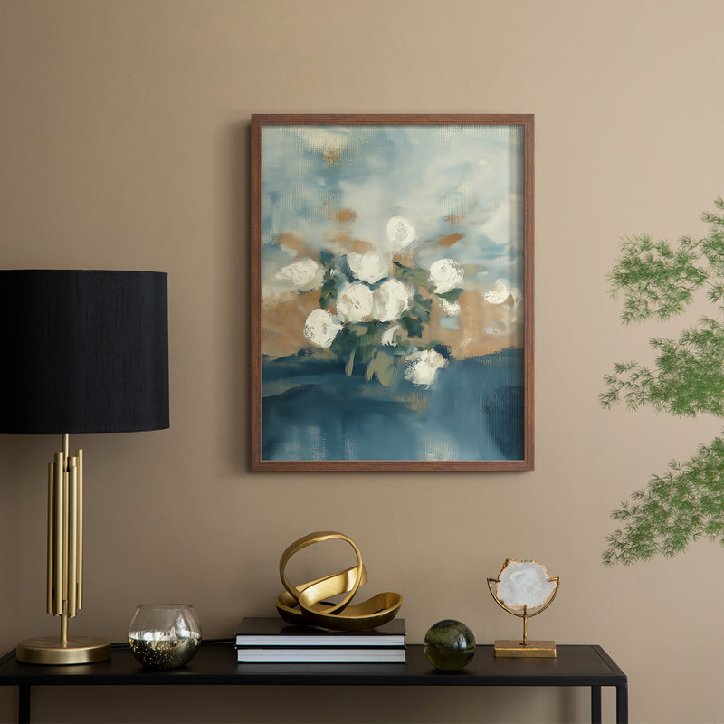 Série FLORAL - Impression encadrée de qualité supérieure - prêt à accrocher - aucun clou requis, Noyer, H 29 po x l 23 po
