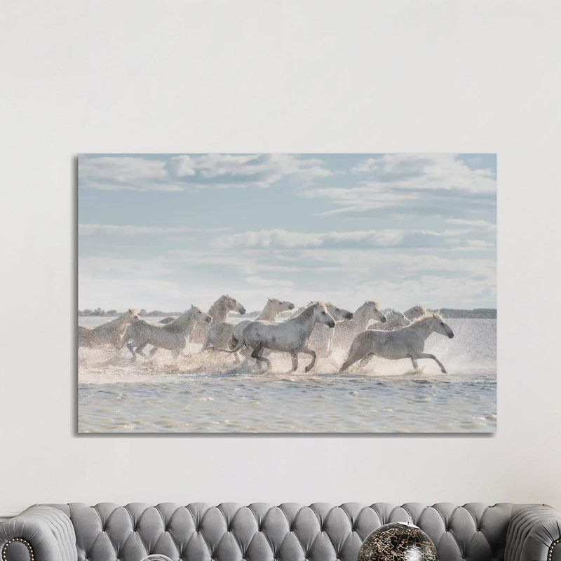 White Angels Of Camargue XXVI by Daniel Kordan - Print on Canvas, Wrapped Canvas, 101.6 cm H x 66.04 cm W x 3.175 cm D