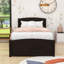 Lit plateforme simple en bois avec lit gigogne et tête de lit-1259657284
