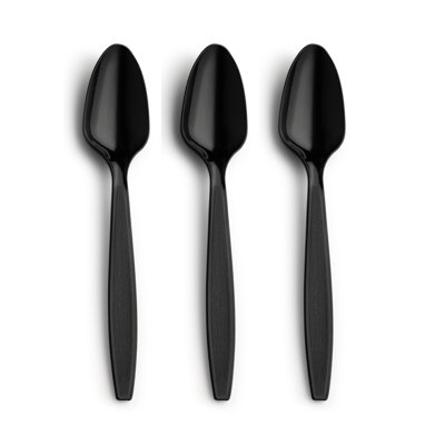 Cuillères jetables en plastique noires