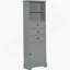 Grande armoire de rangement grise avec 3 tiroirs et tablettes réglables pour la salle de bain-120479812