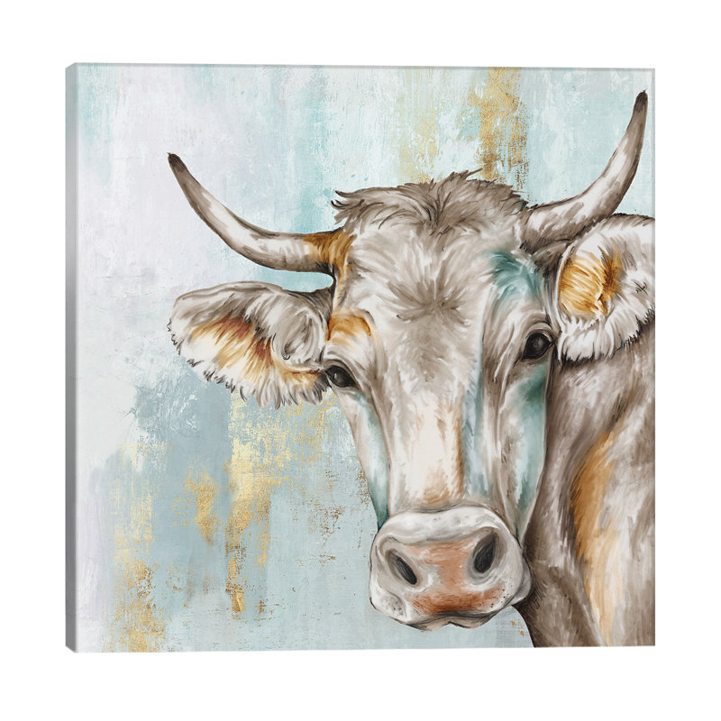 Headstrong Cow by Eva Watts - Print on Canvas, 45.72 cm H x 45.72 cm W x 1.91 cm D, No Frame