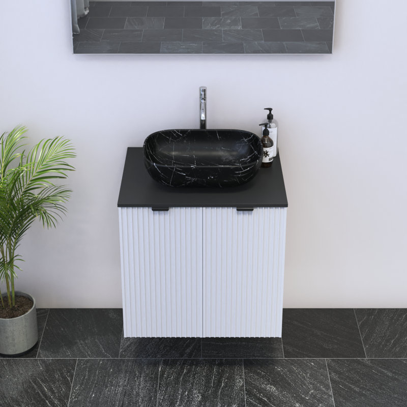 Lissia 23.6'' Single Bathroom Vanity with Top, Black, Black