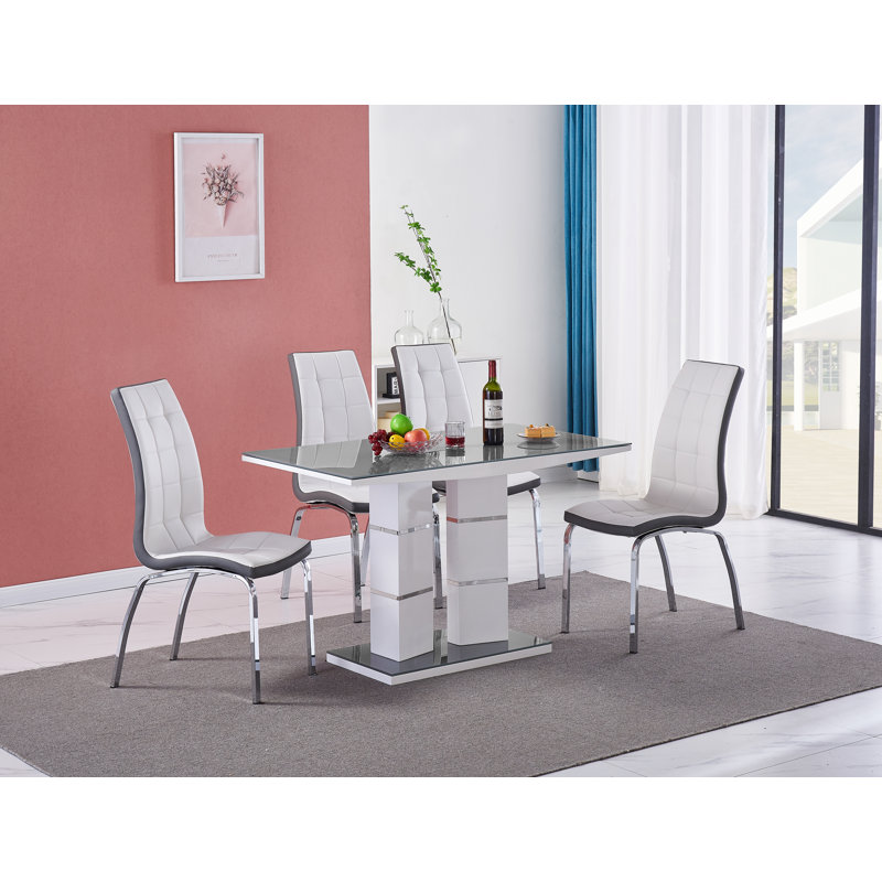 4 - Person Dining Set, White, Grey/White