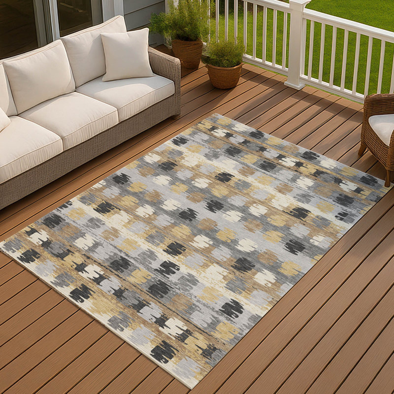 Machine Washable Indoor/Outdoor Chantille ACN2673 Casual Rug, Gray, 8' x 10'