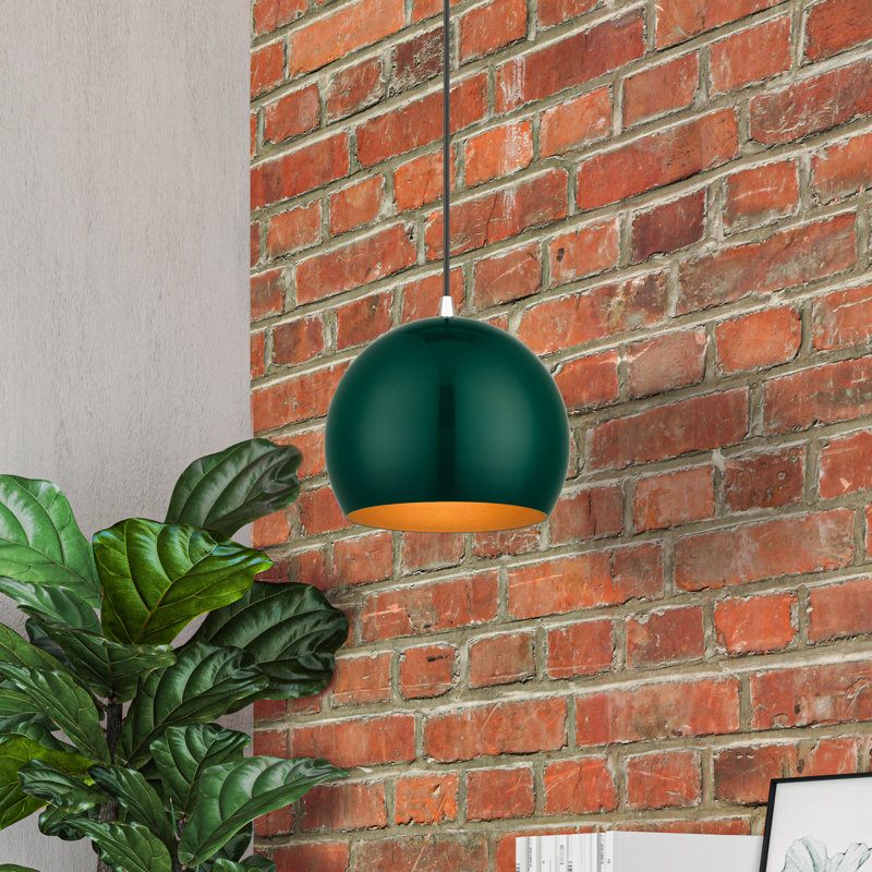 Luminaire suspendu en forme de dôme à 1 lumière Schultz, Vert forêt brillant