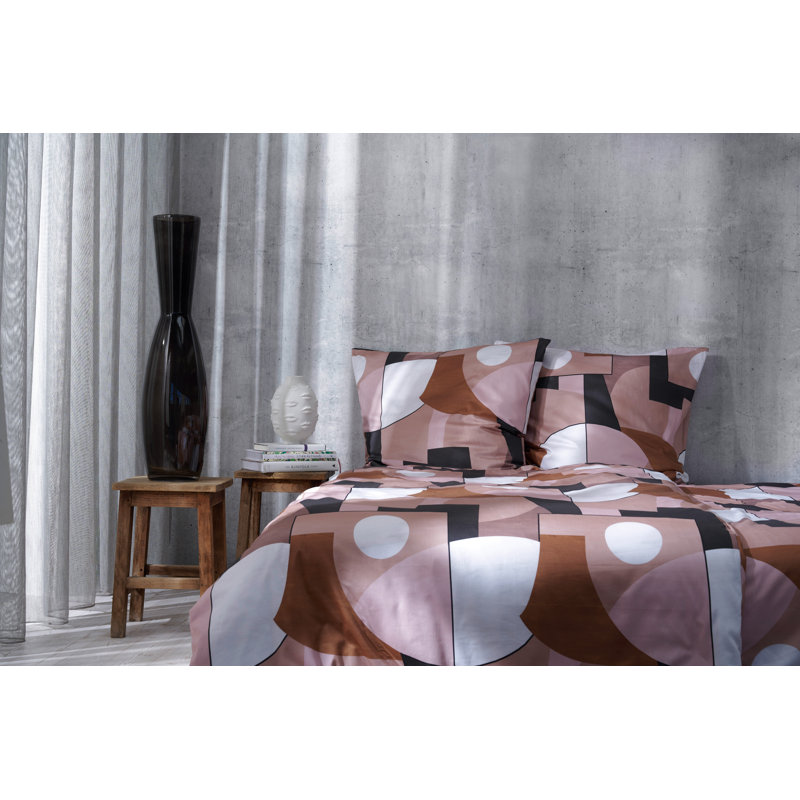 Cotton Geometric Shapes Duvet Cover Set with Pillowcases, 155 x 220 cm - 1 Pillowcase (80 x 80 cm)
