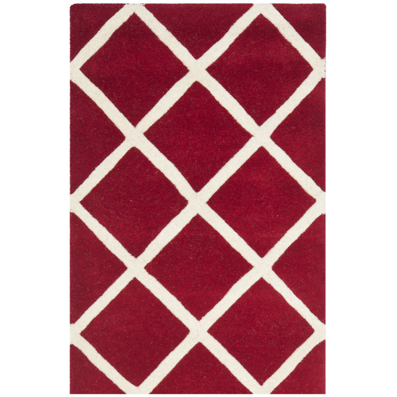 Vega Geometric Wool Hand Woven Area Rug, Rectangle 122 x 183 cm