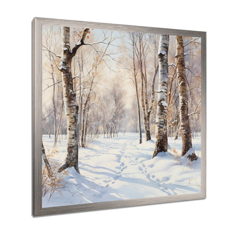 «Trees Charm In Winter I - Trees», art mural, H 16 po x l 16 po x P 1 po, Cadre simple argenté