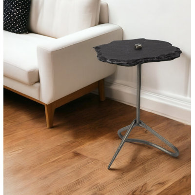  Table de bout contemporaine 24 "gris ardoise et pierre noire