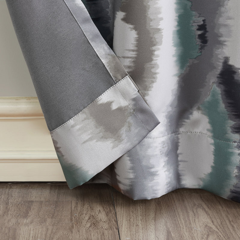 Watercolor Ogee Room Darkening Grommet Curtain Panel - Basics by Wayfair™, 54" W x 95" L, Linen