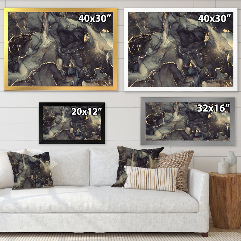 «Black Gold Infusion», reproduction d'art sur toile, Cadre doré, H 12 po x l 20 po
