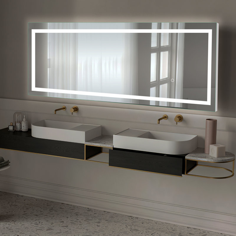 Briuna Rectangle Mirror, Silver, 63" x 16"