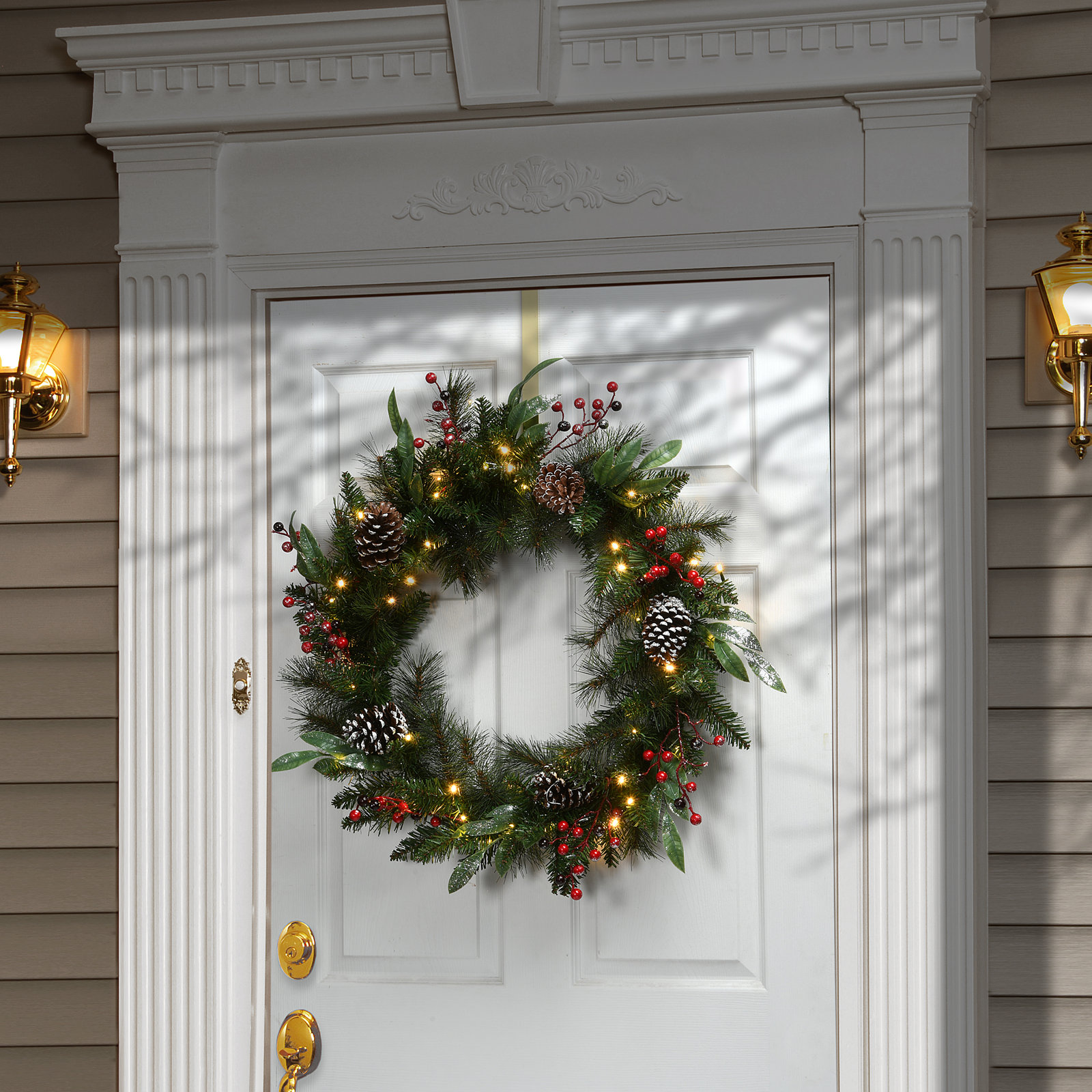 Frosted Berry Pre-Lit Wreath, 30" H x 30" W x 4" D