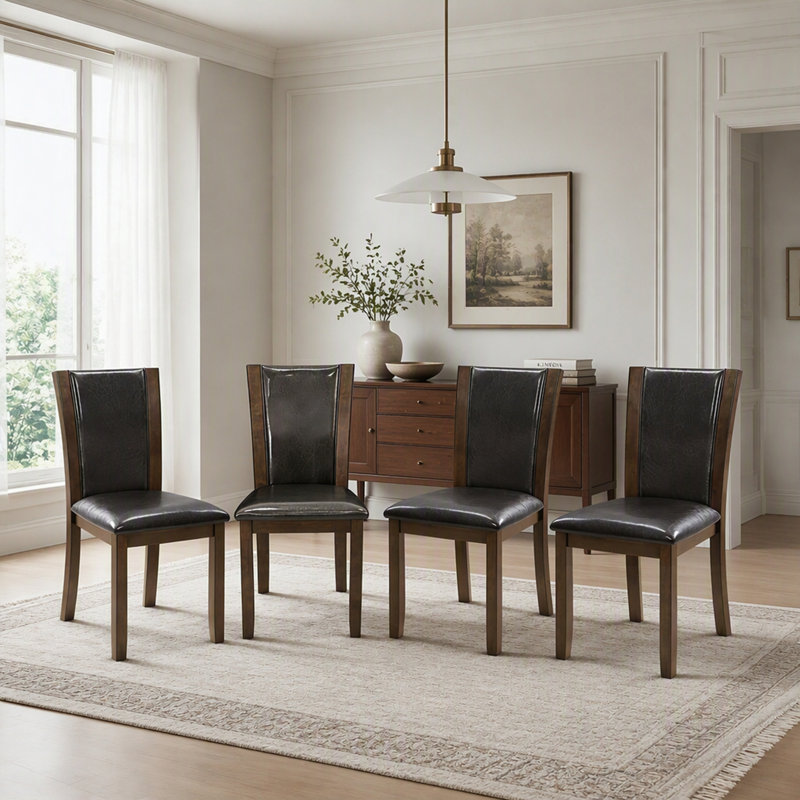 Ensemble de 4 chaises de salle à manger élégantes en bois avec assises rembourrées, pour un confort et une élégance dans n'importe quelle pièce.