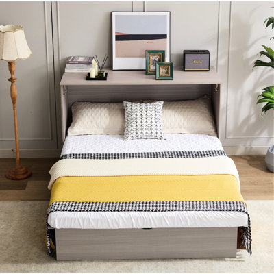 Cabinet Bed with Storage, Queen Bed ,Folding Foam Mattress & Oversized Drawers, Murphy Bed , Set of Sockets & USB Ports,Space-Saving Folding Murphy Bed
