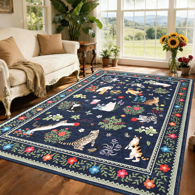 Animal Print Machine Printed Area Rug, Rectangle 200 x 290 cm, Blue
