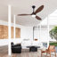 52 Inch Indoor Ceiling Fans With Lights, Dimmable LED, 3 Solid Wood Blades, Ceiling Fan With Remote Control Reversible DC Motor