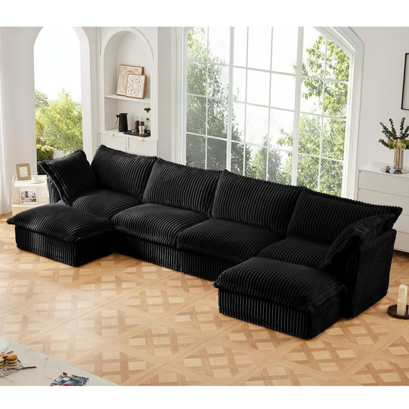 Canapé modulaire en U à housse Allendale, Chenille verte,  34.6" H x 156.6" W x 55" D