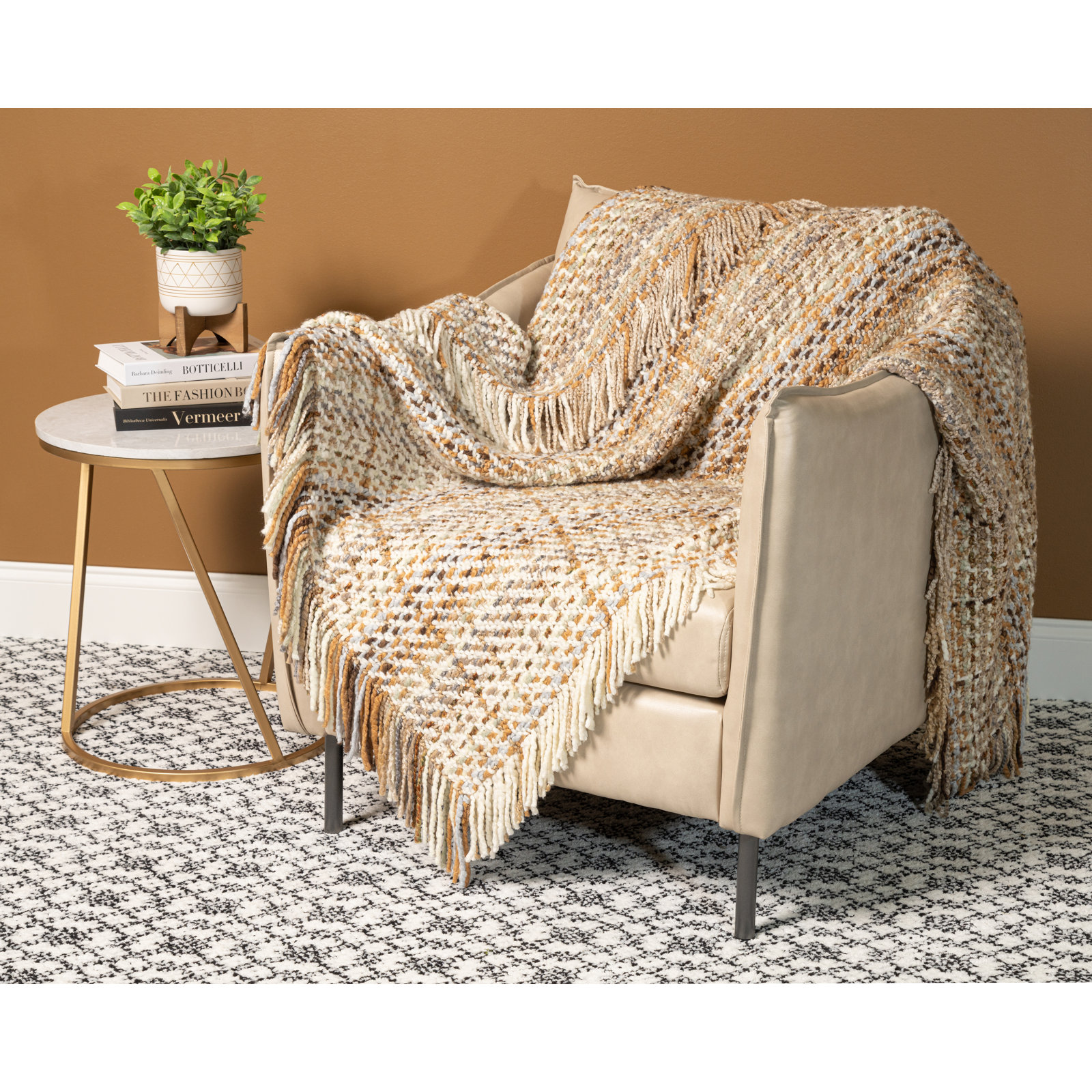 Fernie Machine Woven Throw Blanket, Coconut