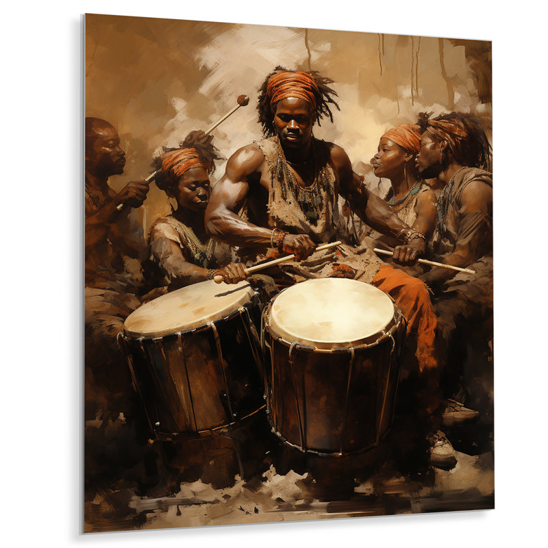 "Drame africain traditionnel" sur métal, H 40 po x l 30 po x P 1,5 po