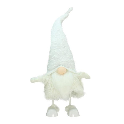 24" Pure White Sparkling Saul Bobble Action Christmas Gnome