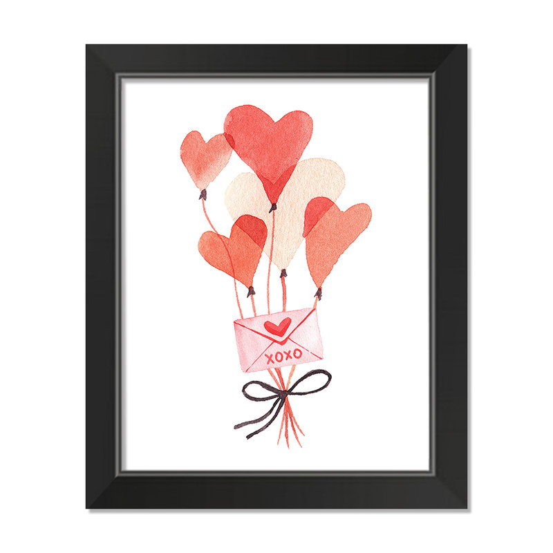 «Valentines Balloon Note», reproduction encadrée, H 14 po x l 11 po x P 1 po