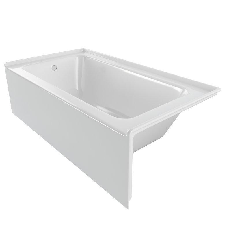 60" x 32" Alcove Soaking Acrylic Bathtub, Left