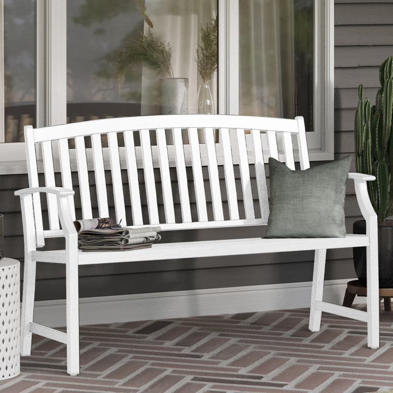 Steel Outdoor Bench, White