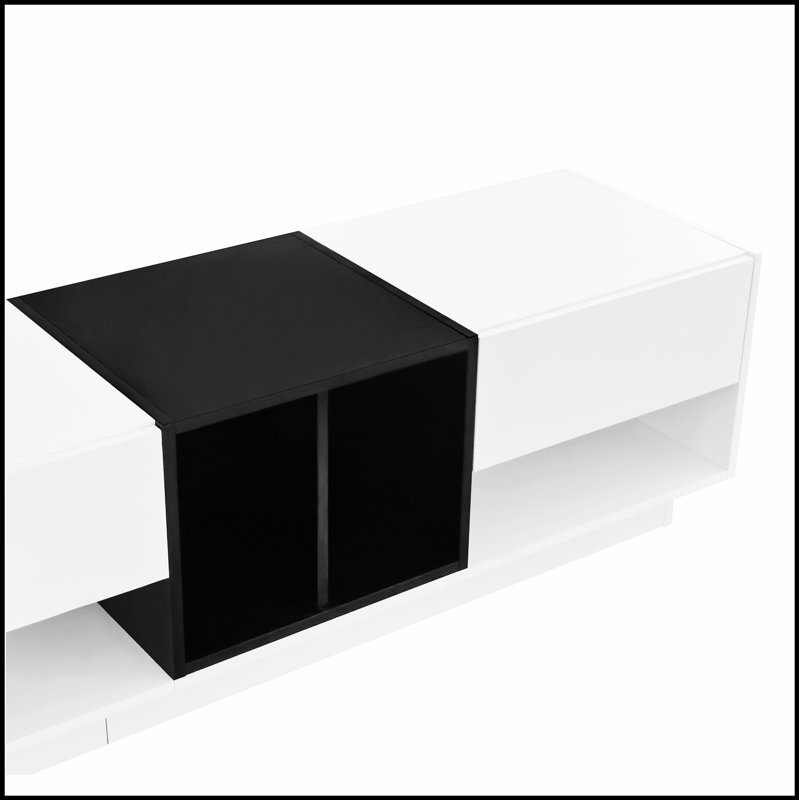 Meuble télé élégant et élégant avec solution de rangement, console multimédia bicolore pour téléviseur de 80 po ou moins, meuble télé fonctionnel avec compartiment polyvalent pour le salon