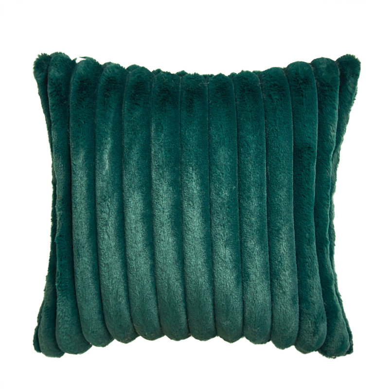 Faux Fur Reversible Throw Pillow, Dark Green, 20"H x 20"W