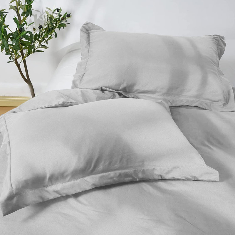 Ensemble de housse de couette 3 pièces Lavanya, Housse de couette pour grand lit et 2 taies décor, Gris