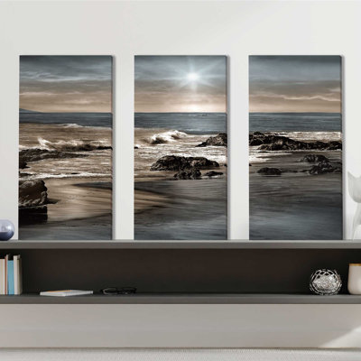 «Blue Sea Sunset», ensemble de 3 impressions sur toile