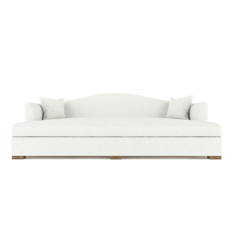 Horatio Camelback Taper Curved-Arm Daybed, Vintage Leather Alabaster, Weathered