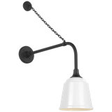 Thomas O'Brien, "Academy 20" Anchored Rex Barn Light in Matte Black with 16" White Rockhouse Shade