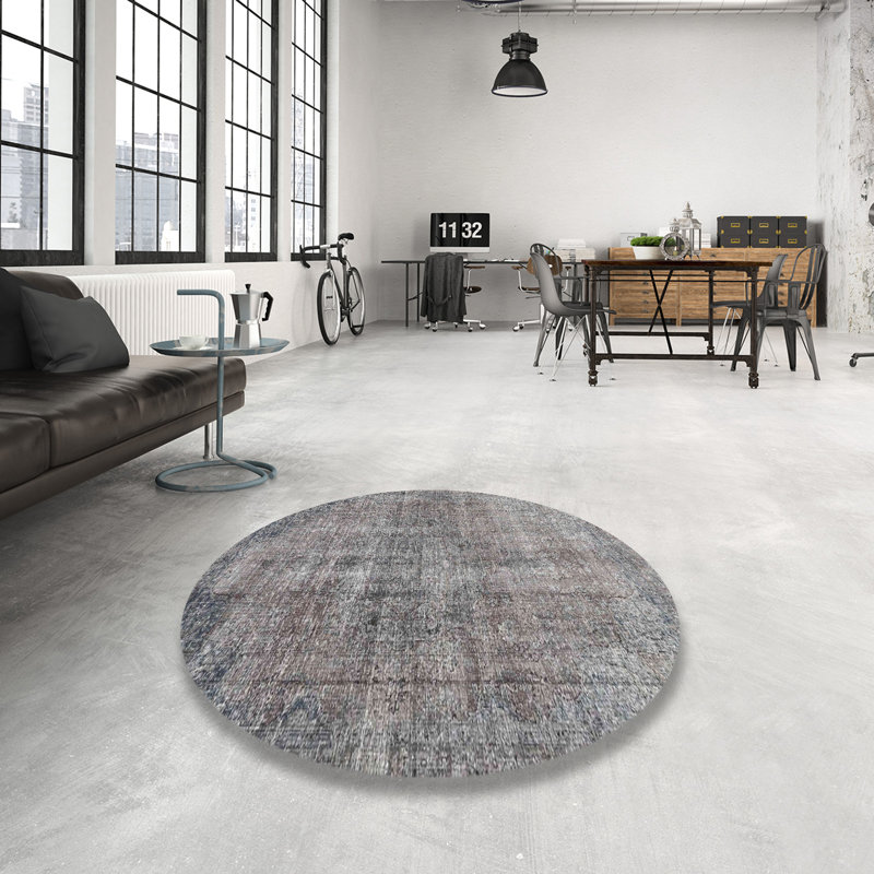 Tapis gris/beige traditionnel Damariscotta, Rond 3 pi